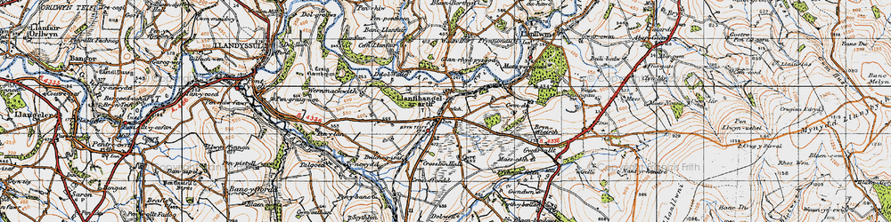 Old map of Llanfihangel-ar-arth in 1947