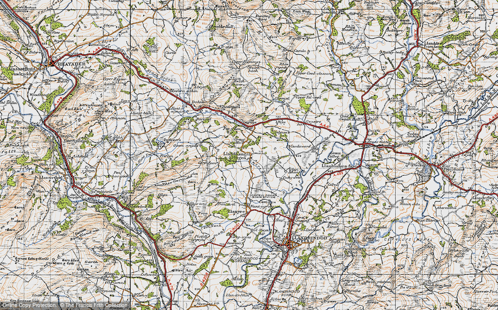 Old Map of Historic Map covering Busnant in 1947