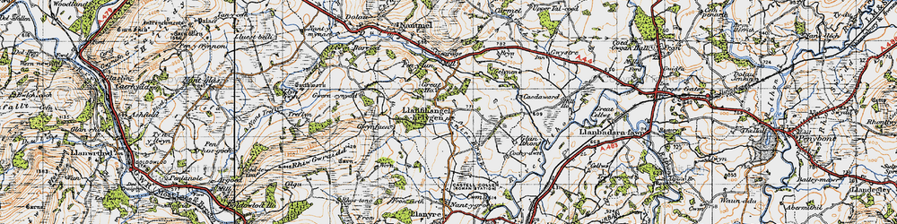 Old map of Llanfihangel-helygen in 1947