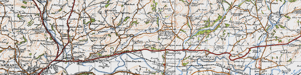 Old map of Afon Annell in 1946