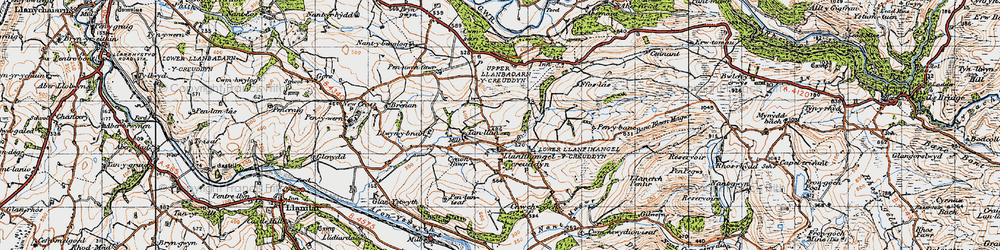 Old map of Llanfihangel-y-Creuddyn in 1947