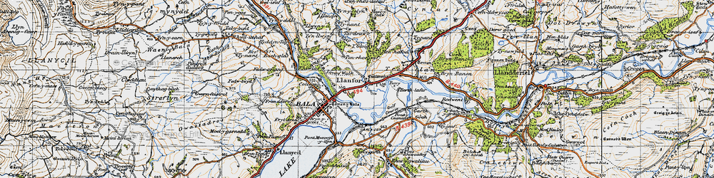 Old map of Bryn-Banon in 1947
