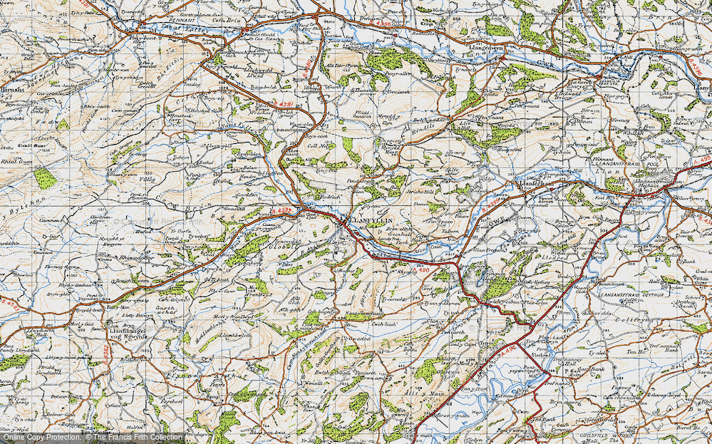 Old Map of Historic Map covering Allt y Gader in 1947