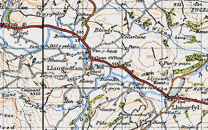 Old map of Llangadfan in 1947
