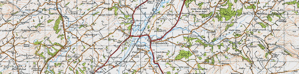 Old map of Llangadog in 1947