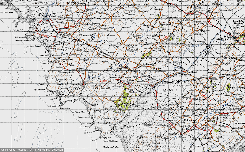 Old Map of Historic Map covering Bodorgan Sta in 1947
