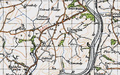 Old map of Llangain in 1946
