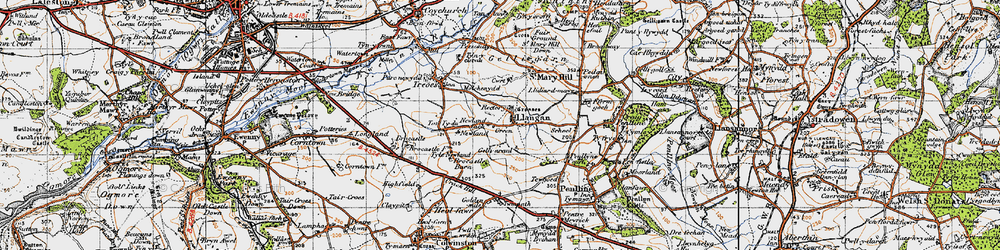 Old map of Llangan in 1947