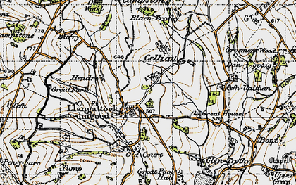 Old map of Llangattock Lingoed in 1947