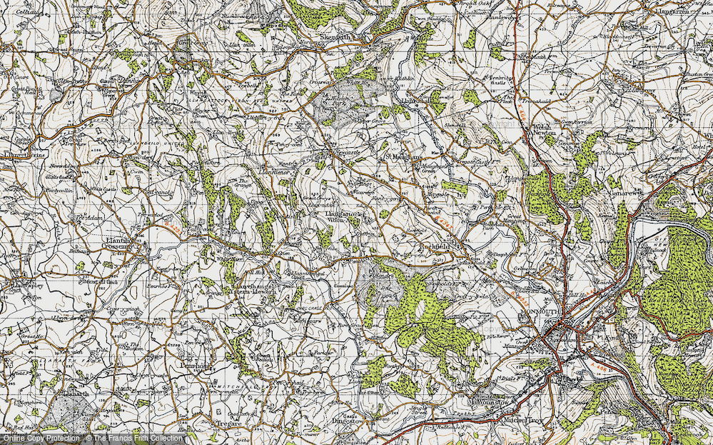 Old Map of Llangattock-Vibon-Avel, 1947 in 1947