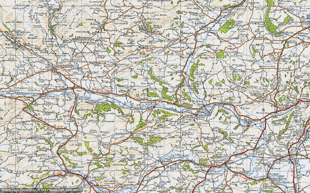 Old Map of Historic Map covering Aran Fach in 1947