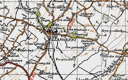Old map of Llangefni in 1947