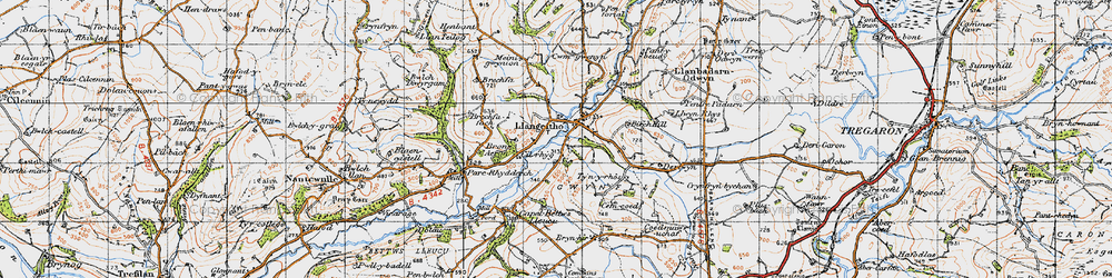 Old map of Brechfa Fawr in 1947