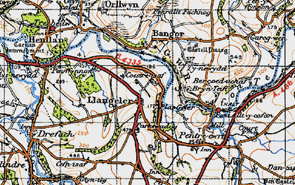 Old map of Llangeler in 1947