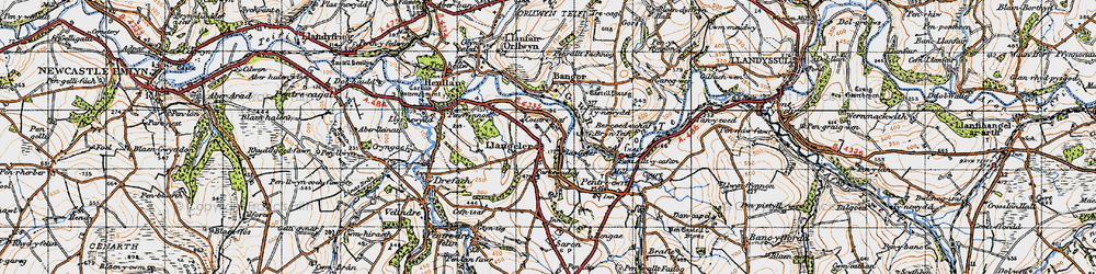 Old map of Llangeler in 1947