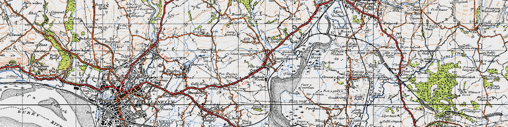 Old map of Llangennech in 1947