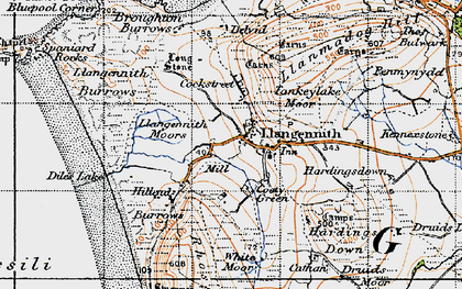 Old map of Llangennith in 1946