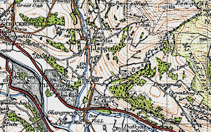 Old map of Cwrt y Gollen in 1947