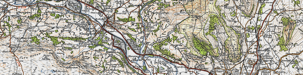 Old map of Cwrt y Gollen in 1947