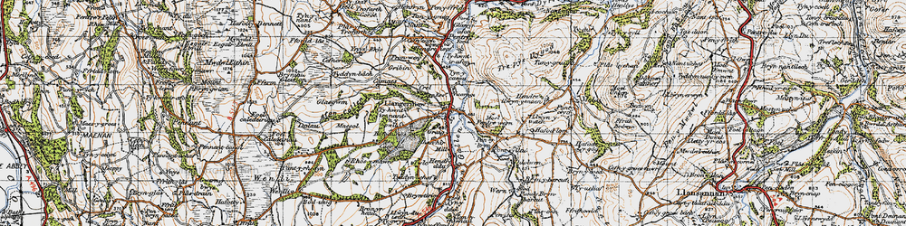 Old map of Llangernyw in 1947