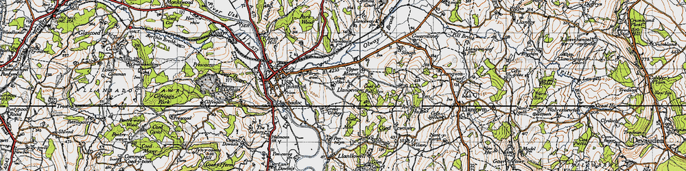 Old map of Llangeview in 1946