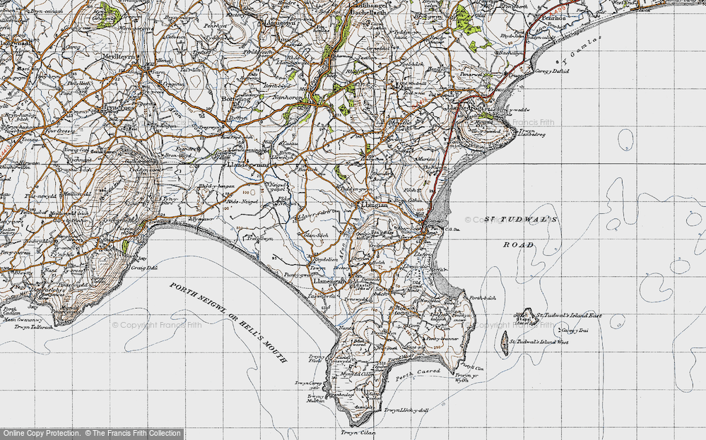 Old Map of Historic Map covering Bryn Cethin in 1947