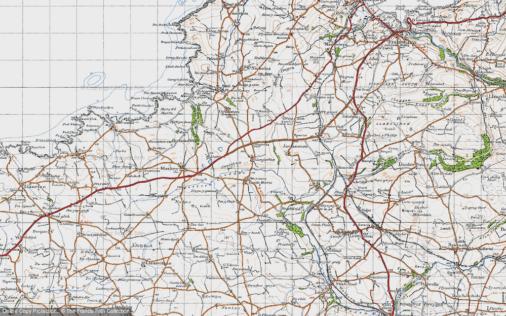Old Map of Historic Map covering Llangloffan Cross in 1946
