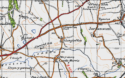Old map of Llangloffan Cross in 1946