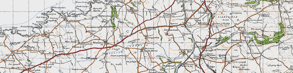Old map of Llangloffan Cross in 1946
