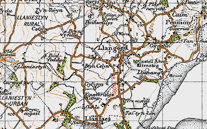 Old map of Llangoed in 1947