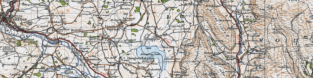 Old map of Llangors in 1947