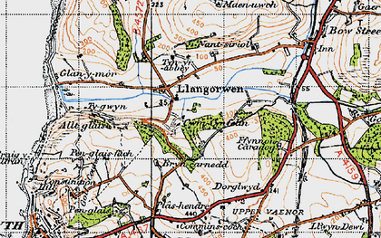 Old map of Llangorwen in 1947
