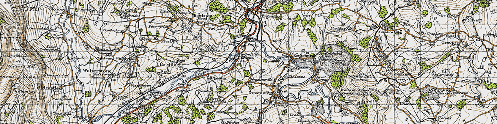 Old map of Llangua in 1947