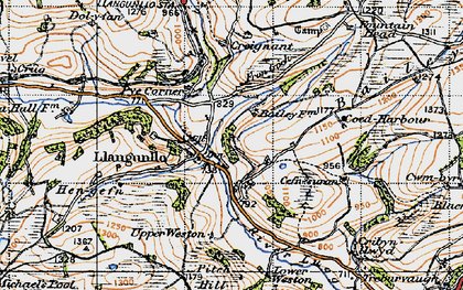 Old map of Llangunllo in 1947