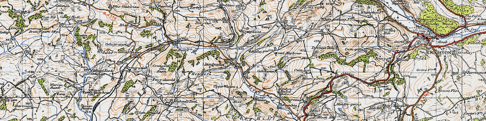 Old map of Llangunllo in 1947