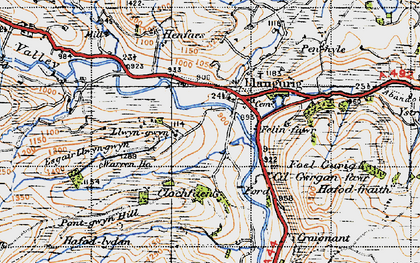 Old map of Llangurig in 1947