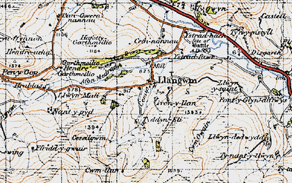 Old map of Afon Medrad in 1947