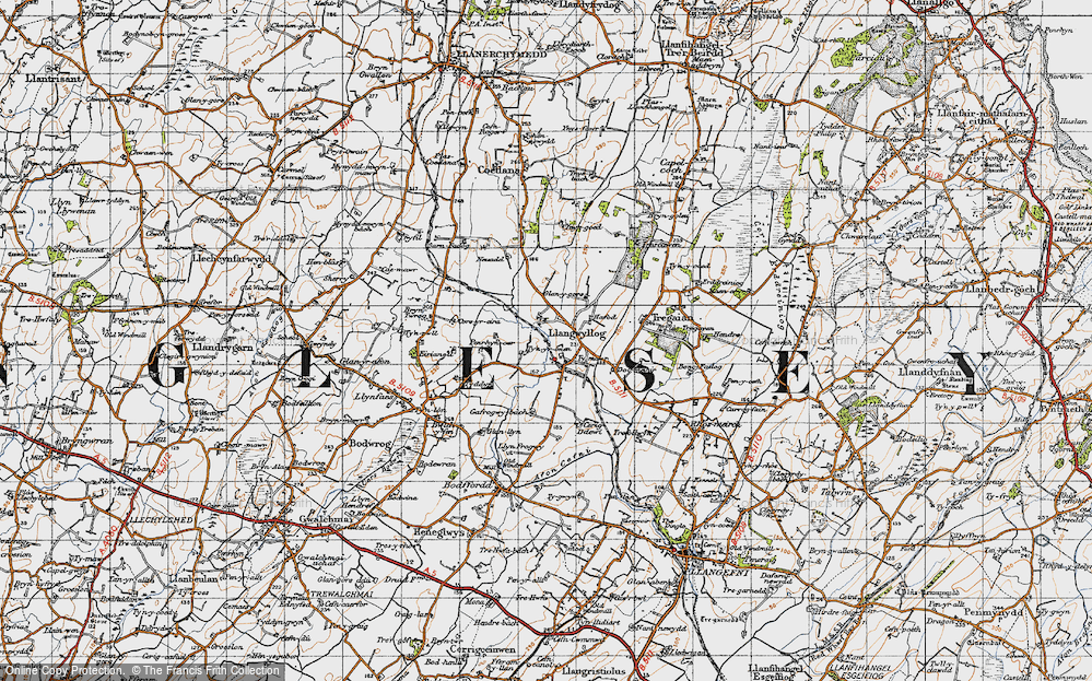Old Map of Llangwyllog, 1947 in 1947