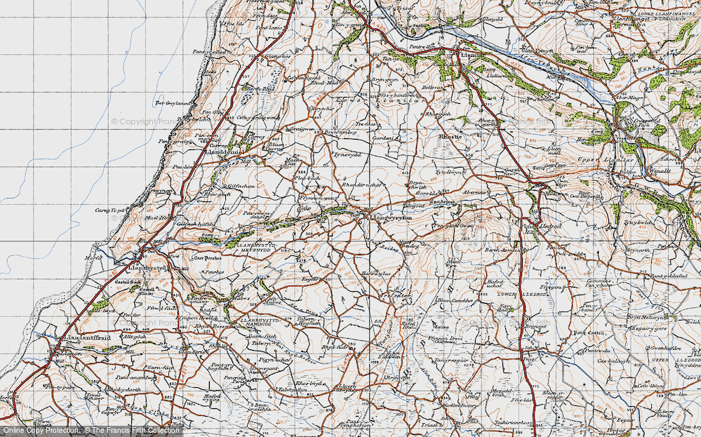 Old Map of Historic Map covering Afon Wyre in 1947