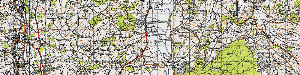 Old map of Llangybi in 1946