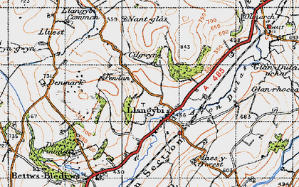 Old map of Llangybi in 1947