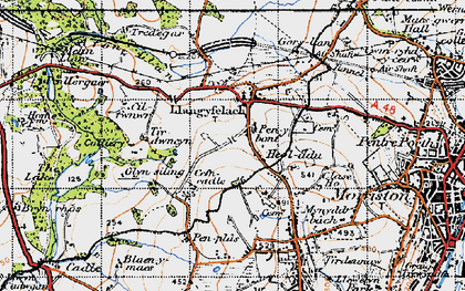 Old map of Llangyfelach in 1947