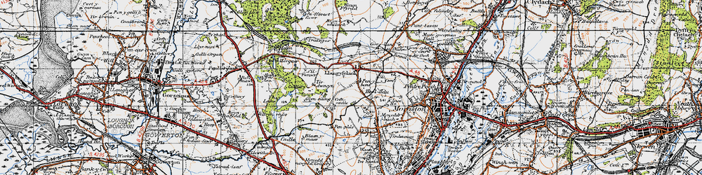Old map of Llangyfelach in 1947