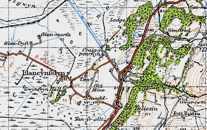 Old map of Llangynfelyn in 1947