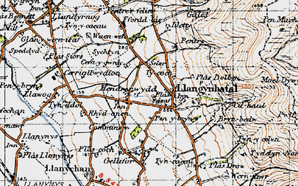 Old map of Llangynhafal in 1947