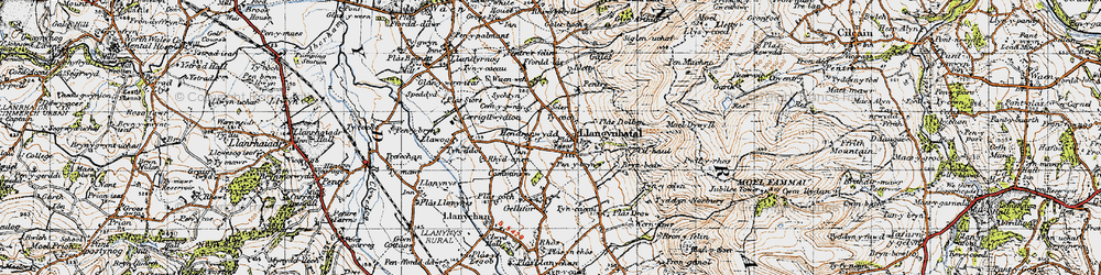 Old map of Llangynhafal in 1947
