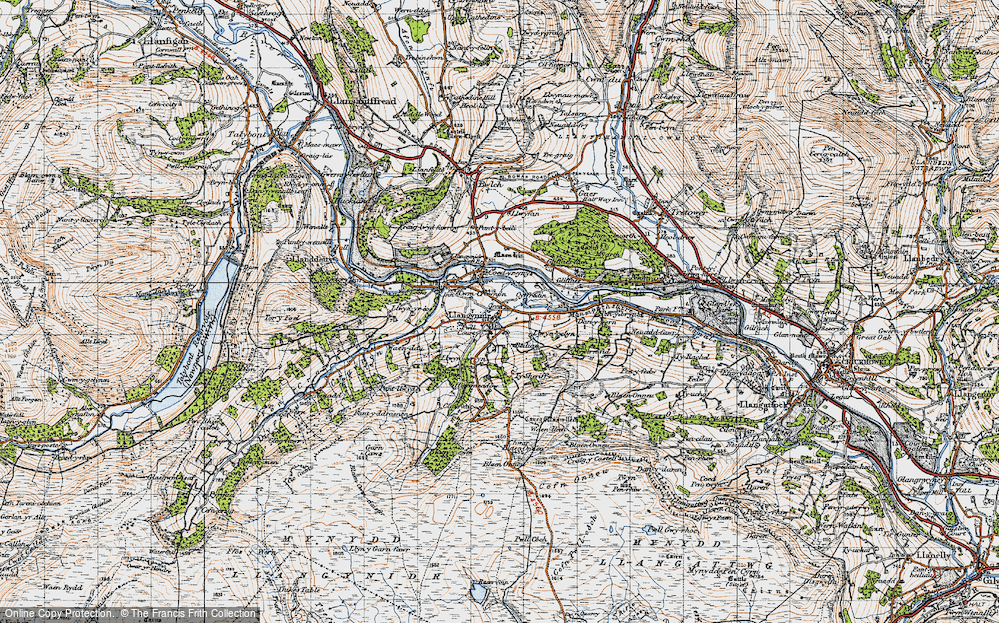 Old Map of Historic Map covering Beiliau in 1947