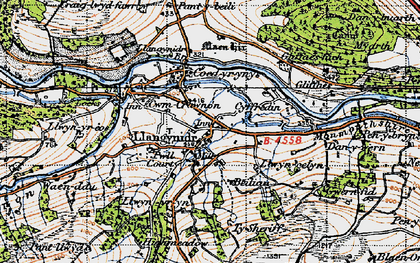 Old map of Llangynidr in 1947