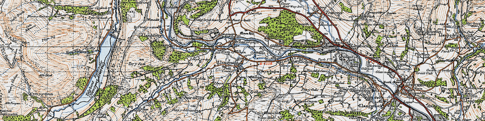 Old map of Blaen Onnau in 1947