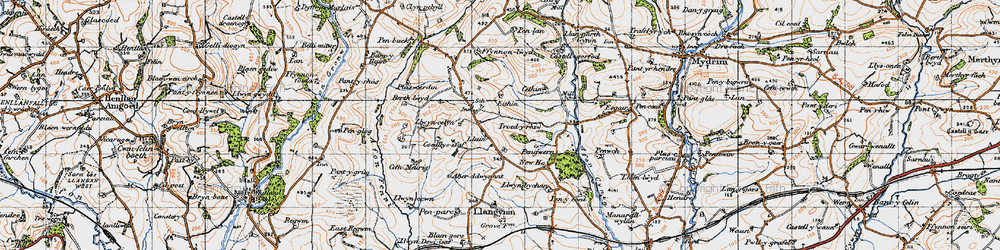 Old map of Afon Fenni in 1946